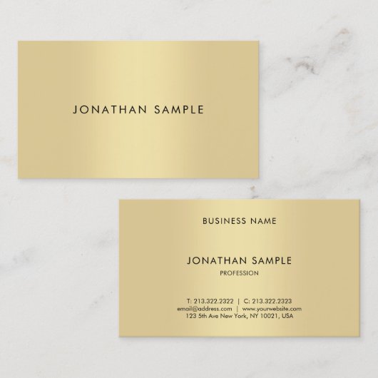 モダンミニマエレガントフェイク金ゴールドテンプレート 名刺 (正面/裏面)