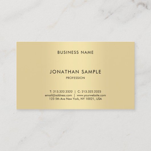 モダンミニマエレガントフェイク金ゴールドテンプレート 名刺 (裏面)