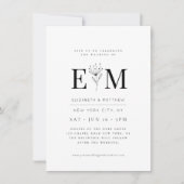 モダンミニマエレガントリストのシックな結婚葉 招待状 (正面)