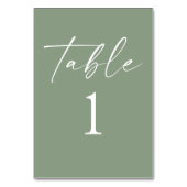 モダンミニマエレガントリストのセージ結婚グリーン テーブルナンバー (裏面)