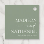 モダンミニマエレガントリストのセージ結婚グリーン フェイバータグ (裏面)