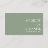 モダンミニマエレガントリストのセージ結婚グリーン プレイスカード (裏面)