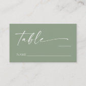 モダンミニマエレガントリストのセージ結婚グリーン プレイスカード (正面)
