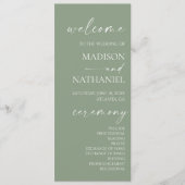 モダンミニマエレガントリストのセージ結婚グリーン プログラム (正面)