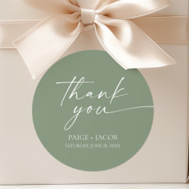 モダンミニマエレガントリストのセージ結婚グリーン ラウンドシール