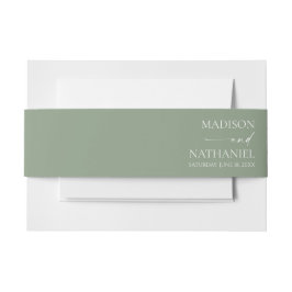 モダンミニマエレガントリストのセージ結婚グリーン 招待状ベリーバンド