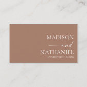 モダンミニマエレガントリストのモカ結婚ムース プレイスカード (裏面)