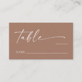 モダンミニマエレガントリストのモカ結婚ムース プレイスカード (正面)