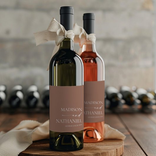 モダンミニマエレガントリストのモカ結婚ムース ワインラベル