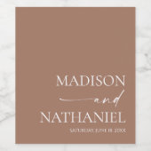 モダンミニマエレガントリストのモカ結婚ムース ワインラベル (シングルラベル)