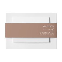 モダンミニマエレガントリストのモカ結婚ムース 招待状ベリーバンド