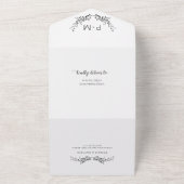 モダンミニマエレガントリストの葉QRコー結婚ド オールインワン招待状 (外側)