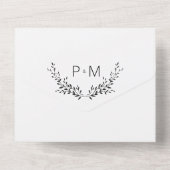 モダンミニマエレガントリストの葉QRコー結婚ド オールインワン招待状 (裏面)