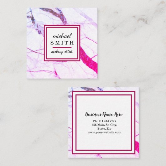 モダンミニマエレガントリスト大理石メイクアップアーティスト スクエア名刺 (正面/裏面)
