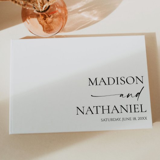 モダンミニマエレガントリスト白結婚黒 ゲストブック