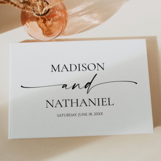 モダンミニマエレガントリスト白結婚黒 ゲストブック