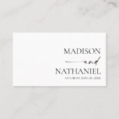 モダンミニマエレガントリスト白結婚黒 プレイスカード (裏面)