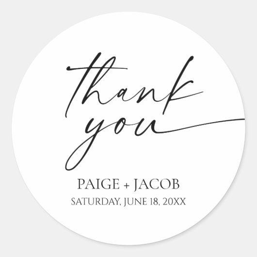 モダンミニマエレガントリスト白結婚黒 ラウンドシール (正面)