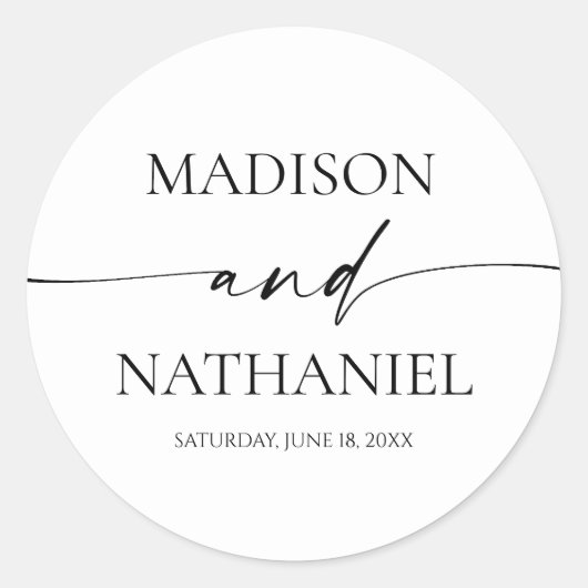 モダンミニマエレガントリスト白結婚黒 ラウンドシール (正面)
