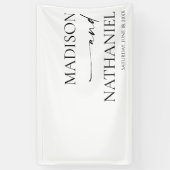 モダンミニマエレガントリスト白結婚黒 横断幕 (縦)