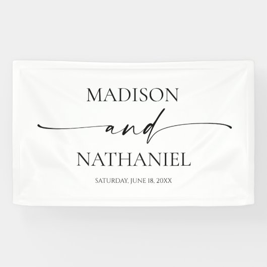 モダンミニマエレガントリスト白結婚黒 横断幕 (横)