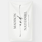 モダンミニマエレガントリスト白結婚黒 横断幕 (縦)