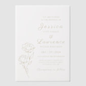 モダンミニマエレガントリスト金ゴールド結婚フローラ ベラム紙招待状 (正面)