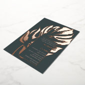 モダンミニマエレガントリスト・モンステラ結婚リーフのFo 箔招待状 (回転した状態)