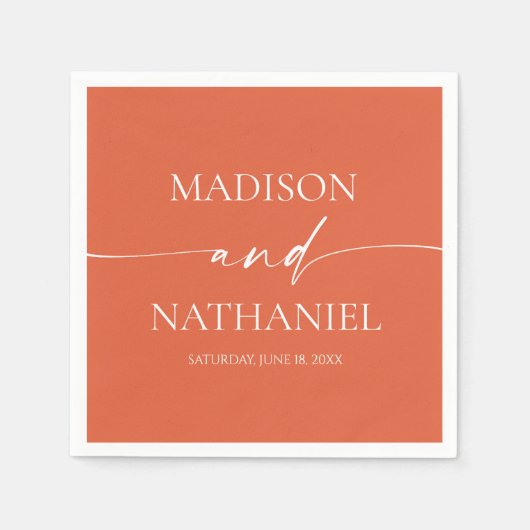モダンミニマエレガントリスト・ヴェローナ・サンセット結婚ズ スタンダードカクテルナプキン (正面)