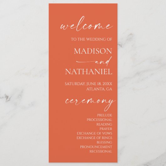 モダンミニマエレガントリスト・ヴェローナ・サンセット結婚ズ プログラム (正面)