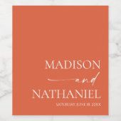 モダンミニマエレガントリスト・ヴェローナ・サンセット結婚ズ ワインラベル (シングルラベル)