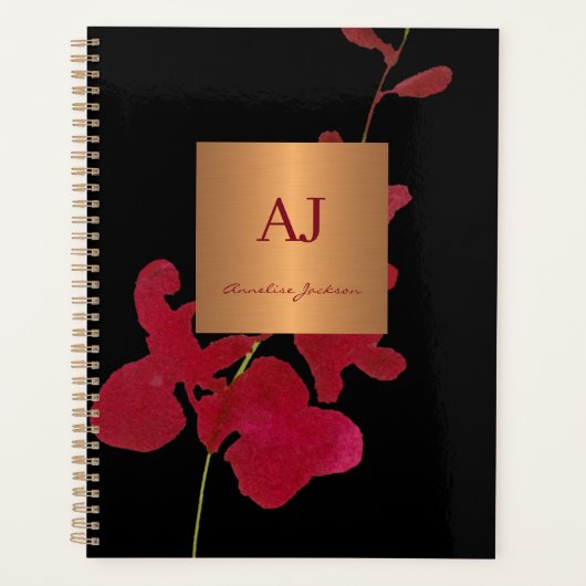 モダンミニマエレガントリストglamフローラガーリー金ゴールド プランナー手帳 (正面)