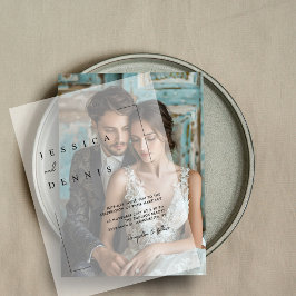 モダンミニマエレガントリス結婚ト ベラム紙招待状