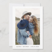 モダンミニマエレガントリ写真結婚の 招待状 (正面)