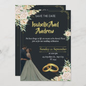 モダンミニマエレガントル結婚休日 セーブザデート (正面/裏面)