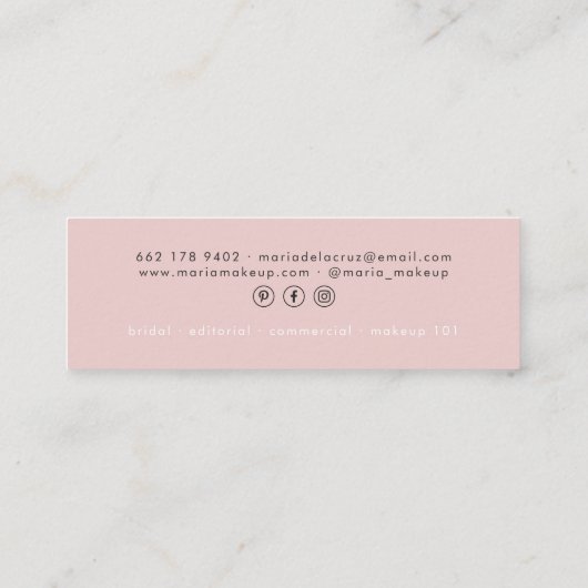 モダンミニマエレガントル赤面ガーリーピンク スキニー名刺 (裏面)