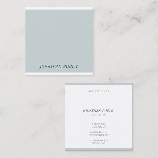 モダンミニマクールリストブルーグリーンシンプルテンプレート スクエア名刺 (正面/裏面)