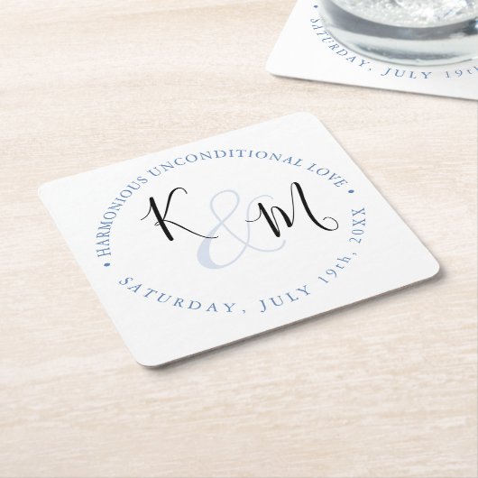 モダンミニマシンプル🤵エレガント結婚 スクエアペーパーコースター (アングル)