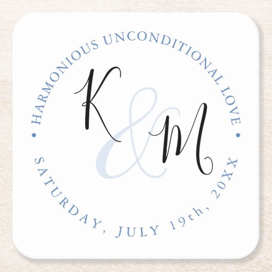 モダンミニマシンプル🤵エレガント結婚 スクエアペーパーコースター (正面)