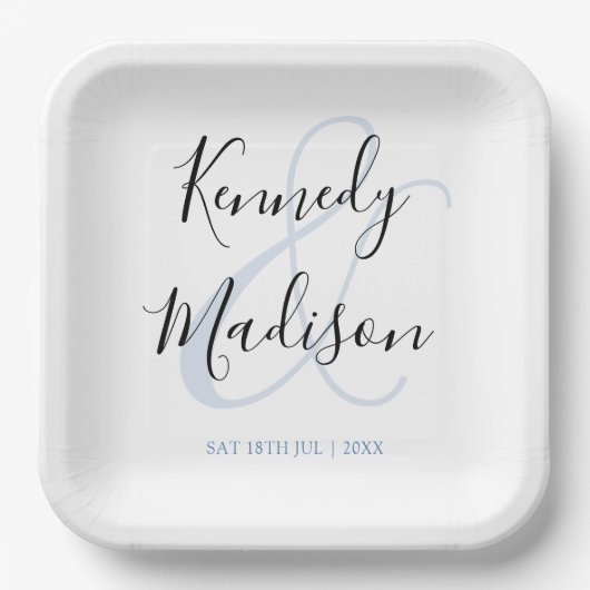 モダンミニマシンプル🤵エレガント結婚 ペーパープレート (正面)
