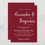 モダンミニマシンプルリストのスクリプ結婚トburgundyの 招待状 (正面/裏面)