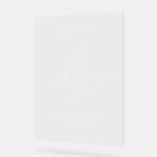 モダンミニマシンプルリストの結婚Script's Welcome アクリルサイン (傾斜)