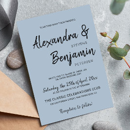 モダンミニマシンプルリストスクリプ結婚トdusty blue 招待状