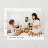 モダンミニマシンプルリスト家族の写真新年 ポストカード (正面/裏面)