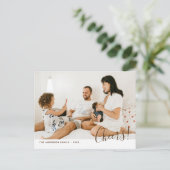 モダンミニマシンプルリスト家族の写真新年 ポストカード (スタンド正面)