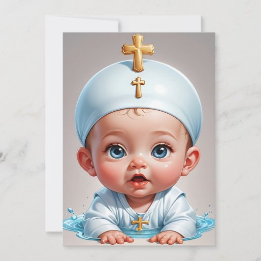 モダンミニマシンプルリスト洗礼招待状 招待状 (正面)