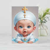 モダンミニマシンプルリスト洗礼招待状 招待状 (スタンド正面)