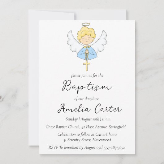 モダンミニマシンプルリスト洗礼招待状 招待状 (正面)