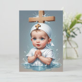 モダンミニマシンプルリスト洗礼招待状 招待状 (スタンド正面)