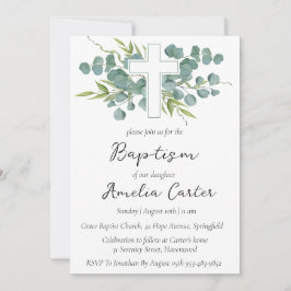 モダンミニマシンプルリスト洗礼招待状 招待状